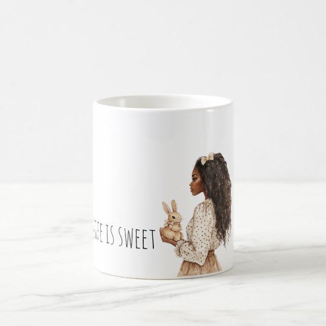 Caneca De Café Coelhinha Menina Preta A vida é doce (Centro)