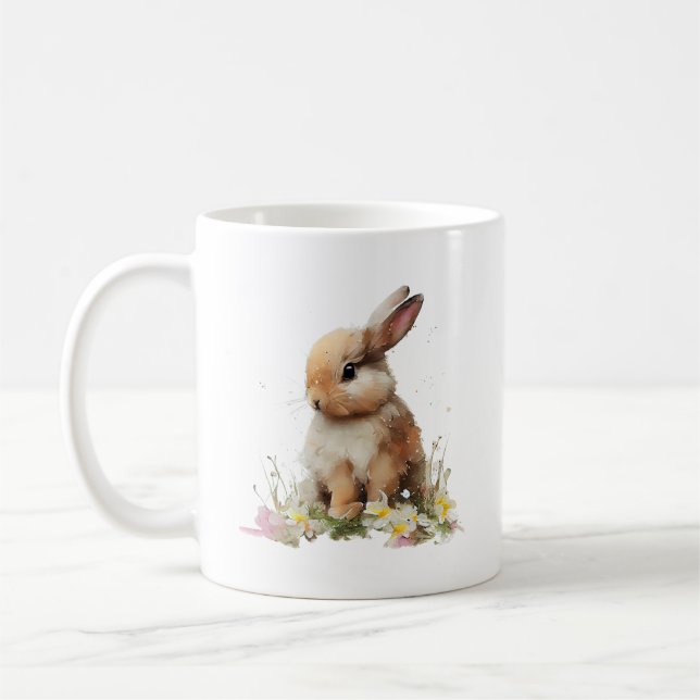 Caneca De Café Coelhinho Bebê Doce com Flores (Esquerda)