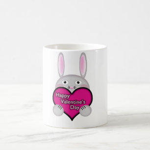 Caneca De Café Coelhinho Bonito com Coração de Dia de os namora