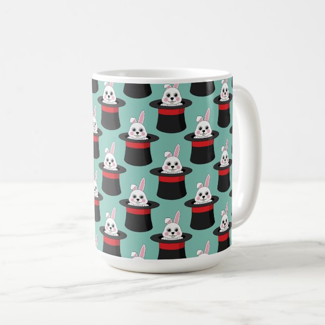 Caneca De Café Coelhinho Bonito no Padrão de Chapéu do Assistente (Frente Esquerda)