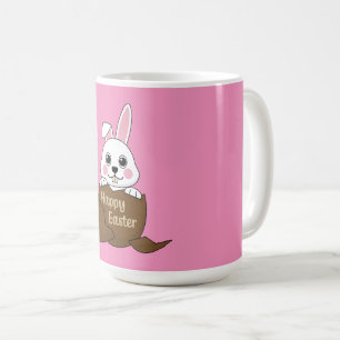 Caneca De Café Coelhinho Branco Bonito em Felz pascoa de Ovo de C