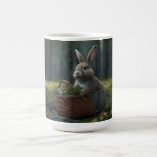 Caneca De Café Coelhinho com cesto na floresta