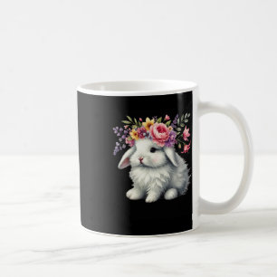 Caneca De Café Coelhinho da Páscoa Com Coroa de Flor Floral Menin