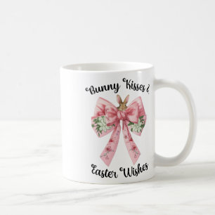 Caneca De Café Coelhinho da Páscoa Deseja Flores de Arco Cor-de-R