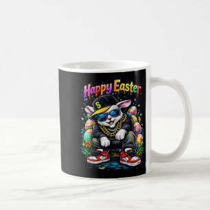 Caneca De Café Coelhinho da Páscoa Divertido Feliz Roupas Legais