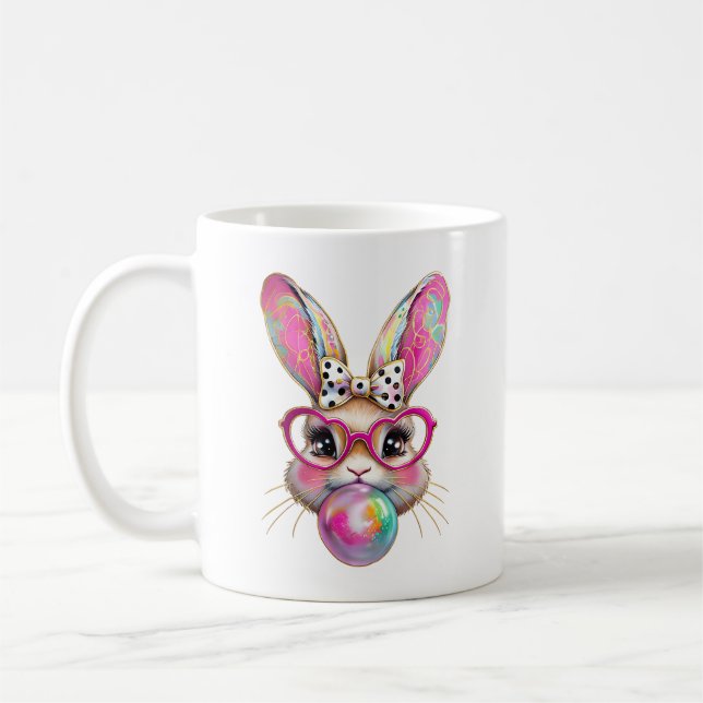 Caneca De Café Coelhinho da Páscoa Feliz Arco Coquete Pincelada P (Esquerda)
