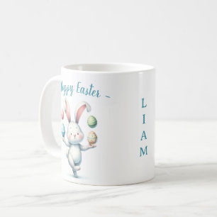 Caneca De Café Coelhinho da Páscoa Fofinho Fazendo Malabarismo co