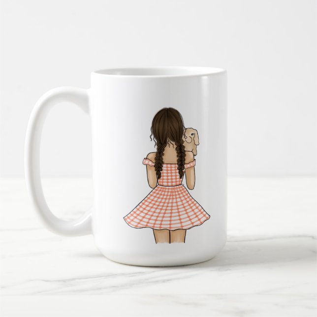 Caneca De Café Coelhinho de Carregando Rapariga com Nome Personal (Esquerda)