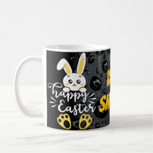 Caneca De Café Coelhinho de Felz pascoa bonito com Paw Amarelo Pe