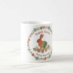 Caneca De Café Coelhinho de Páscoa Boho Chic Coroa Floral & Ovos