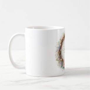 Caneca De Café Coelhinho de Páscoa bonito com Floral Wreath Toddl
