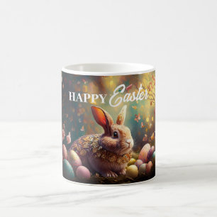 Caneca De Café Coelhinho felz pascoa com ovos de Páscoa