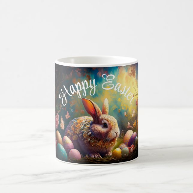 Caneca De Café Coelhinho felz pascoa com ovos de Páscoa (Centro)