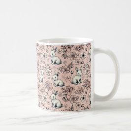 Caneca De Café Coelhinho Floral - Saco Adorável E Estético