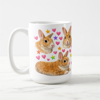 Caneca De Café coelhinho kawaii fofo y2k arco-íris coelho
