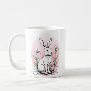 Caneca De Café Coelhinhos bonitos e lírios com tamanho adicional