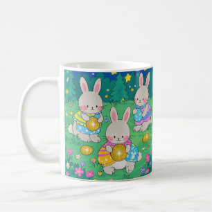 Caneca De Café Coelhinhos de Páscoa com Ovos de Páscoa