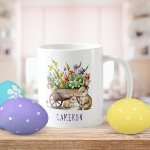 Caneca De Café Coelhinhos Fofos Páscoa Personalizada