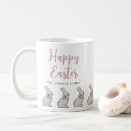 Caneca De Café Coelhinhos Rosa Fofos Feliz Páscoa