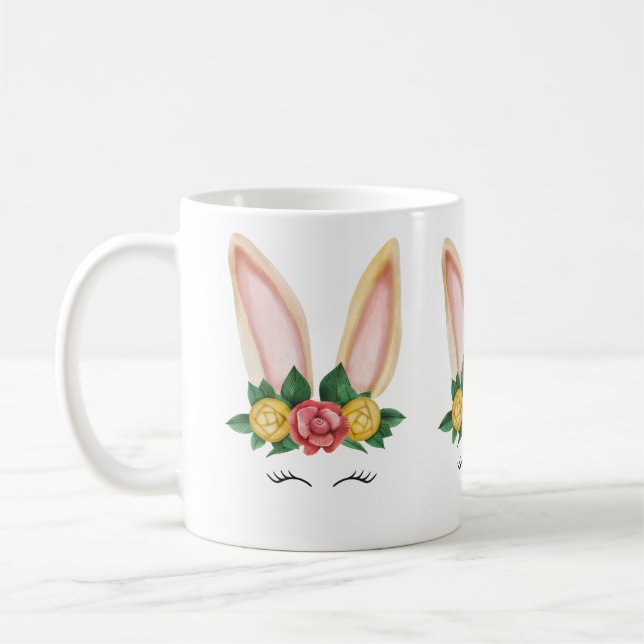 Caneca De Café Coelho Amarelo bege Aquarela (Esquerda)