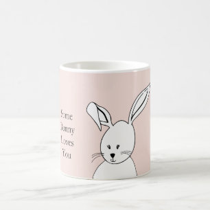 Caneca De Café Coelho Amor Fofo Branco Rosa