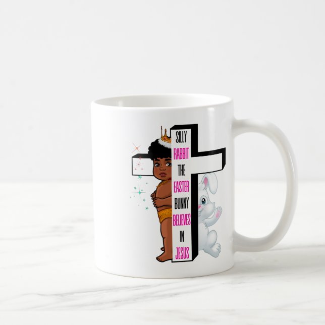 Caneca De Café Coelho Bobalhão O Coelho de Páscoa Acredita em Jes (Direita)