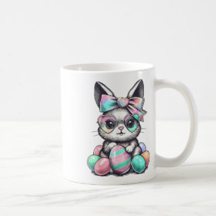 Caneca De Café Coelho Bonito Rosto Coroa Coroa Coroa Ovos Páscoa
