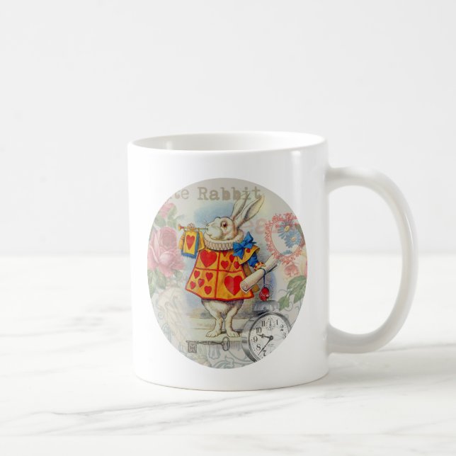 Caneca De Café Coelho Branco Corta Alice Clássica (Direita)