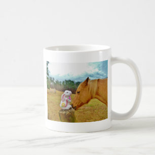 Caneca De Café Coelho Branco e Cavalo Amarelo