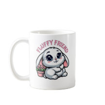 Coelho Branco Fluffy com Pote de Planta