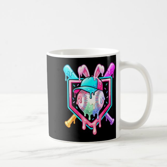 Caneca De Café Coelho Bunny de Beisebol da Páscoa com Gotejamento (Direita)