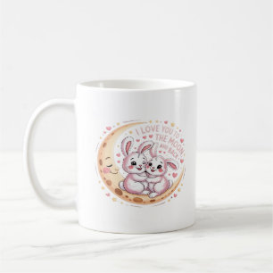 Caneca De Café Coelho Casal Ama Você Até a Lua e Volta