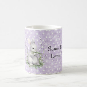 Caneca De Café Coelho Coelho de Amor de Bolinhas Brancas Lavanda