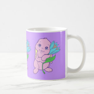 Caneca De Café Coelho Coelho Flor De Desenho Kawaii Fofo