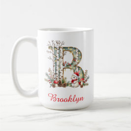 Caneca De Café Coelho com inicial de monograma B feliz Natal