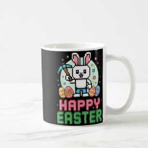 Caneca De Café Coelho da Páscoa feliz jogador de pixel de jogos 