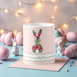 Caneca De Café Coelho da Páscoa personalizado com Pink Pastel