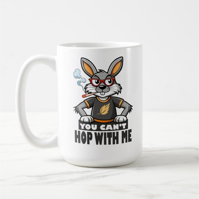 Caneca De Café Coelho de Cartoon Edgy com Óculos e Cigarro (Esquerda)