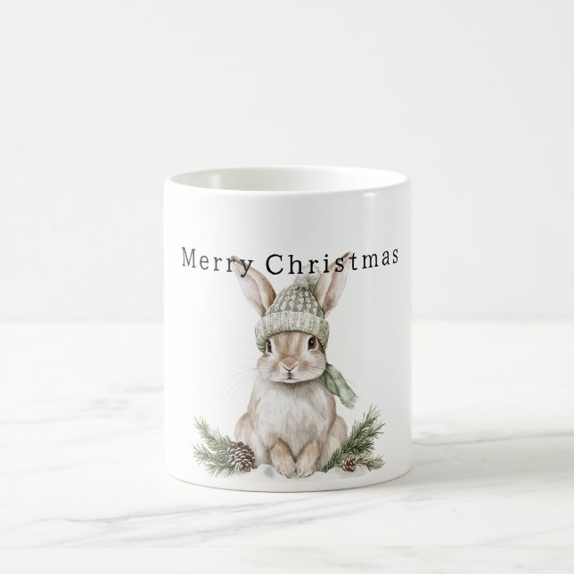 Caneca De Café Coelho de Natal com Chapéu Verde (Centro)