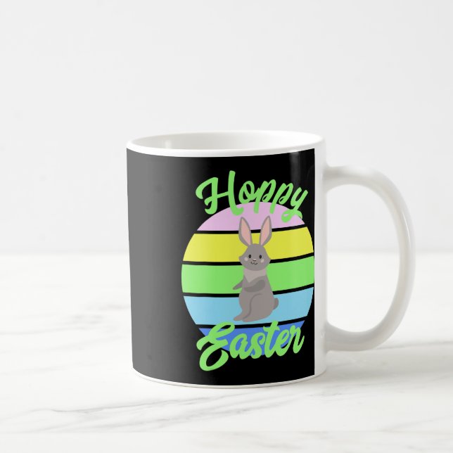 Caneca De Café Coelho de Páscoa Alegre Pastel Crepúsculo Retrô Ca (Direita)