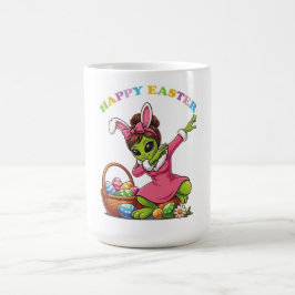 Caneca De Café Coelho de Páscoa Alien Divertido Dabbing Ovo de Pá