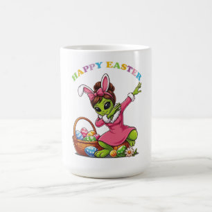 Caneca De Café Coelho de Páscoa Alien Divertido Dabbing Ovo de Pá