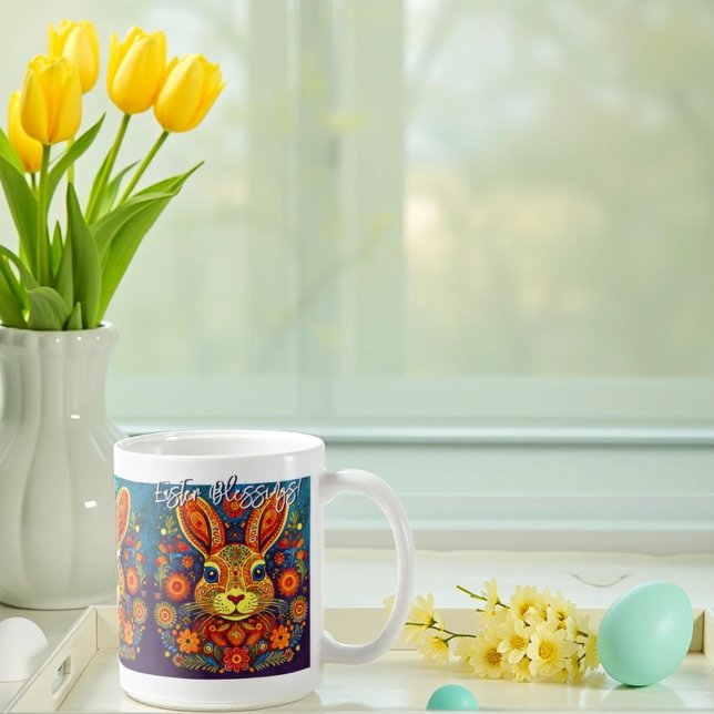 Caneca De Café Coelho de Páscoa - Arte Folclórica - Páscoa (Criador carregado)