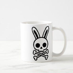 Caneca De Café Coelho de Páscoa Caveira Cruz Ossos Coelho Gótico