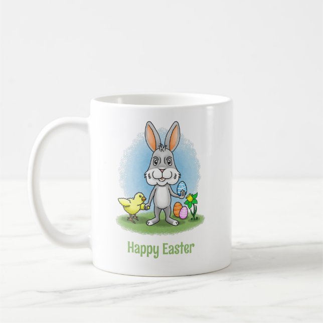 Caneca De Café Coelho de Páscoa e a galinha fofa (Esquerda)