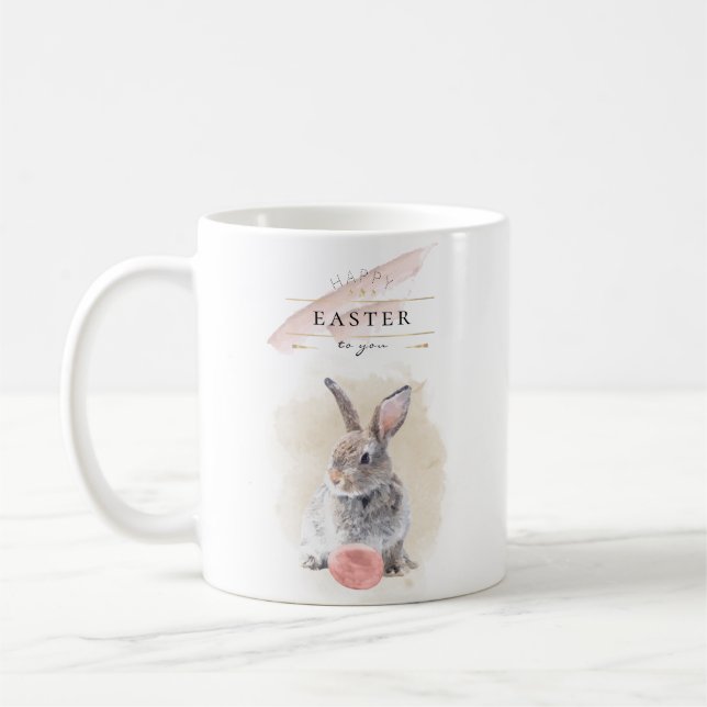 Caneca De Café Coelho de Páscoa Elegante | Feliz Páscoa Arte em A (Esquerda)