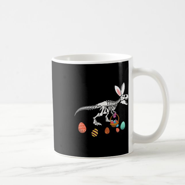 Caneca De Café Coelho de Páscoa esqueleto T Rex engraçado Caça ao (Direita)