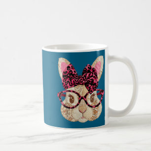Caneca De Café Coelho de Páscoa fofo de retalhos com óculos laço
