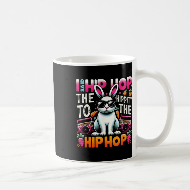 Caneca De Café Coelho de Páscoa Hip Hop Hippity Divertido Mulhere (Direita)
