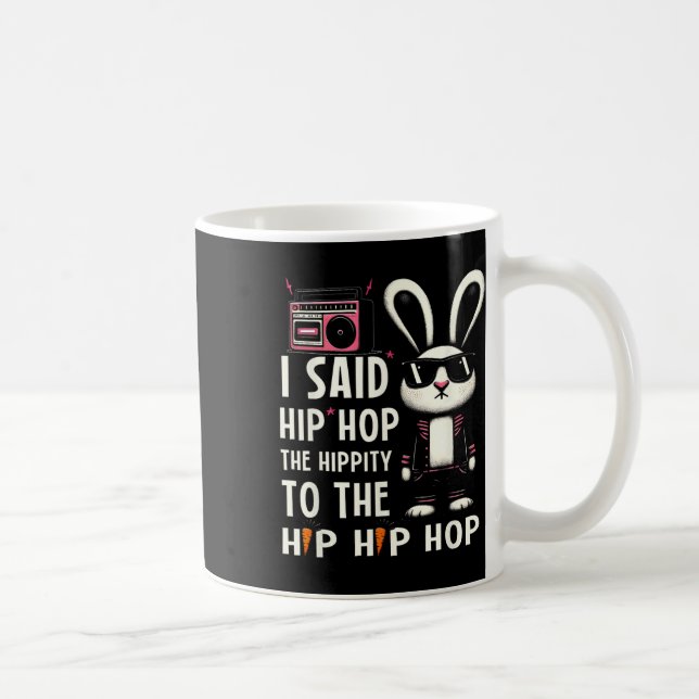 Caneca De Café Coelho de Páscoa Hip Hop Hippity Divertido Mulhere (Direita)